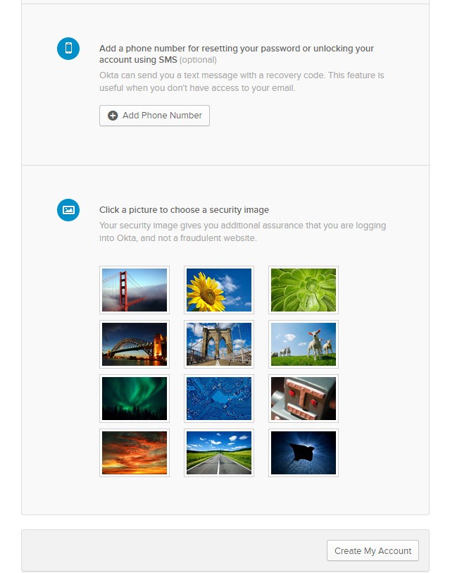 Add Phone Number and Security Image Screenshot